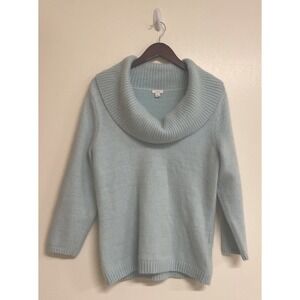 apt .9 Angora Rabbit Hair Blend Cowl Neck Sweater Romantic Creamy Blue Y2K Sz L